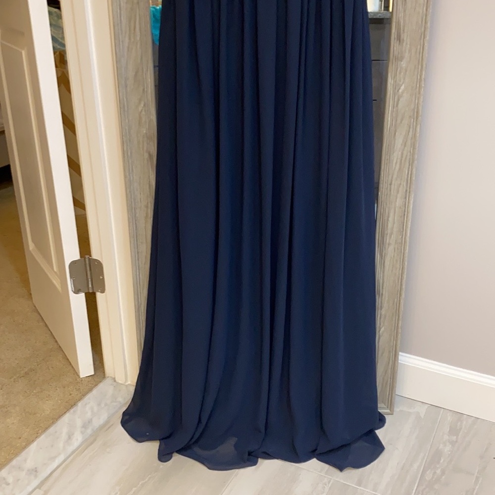 Bill Levkoff | Navy One-Shoulder Formal Gown - Picture 2 of 3